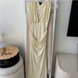 Elegant Cream Draped Women's Dress